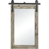 Los Olivos 36" Wall Mirror in Salvaged Gray Wash Wood & Black Iron