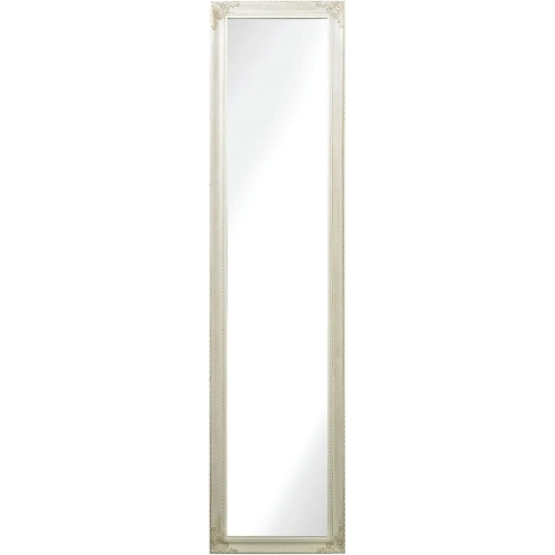 Masalia Floor Mirror in Antique White Paulownia Wood