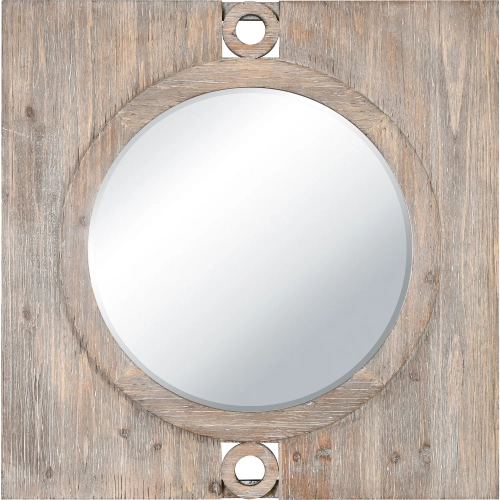 Nollen Wall Mirror in Weathered Brown Wood