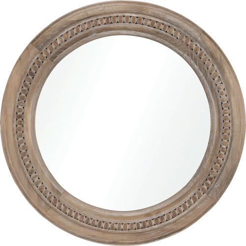 Riverrun Round Wall Mirror in Natural Wood