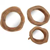 Teak Wood Wall Mirror 3 Piece Set in Natural Teak Wood