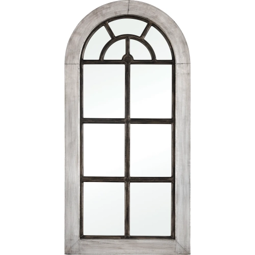 Upland Wall Mirror in White Washed Wood & Blackened Bronze