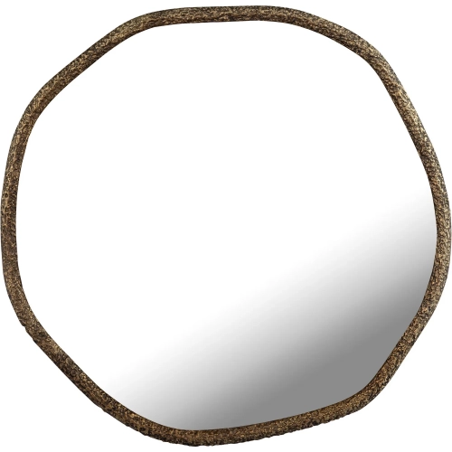 Warped Wall Mirror in Aged Brass Aluminum