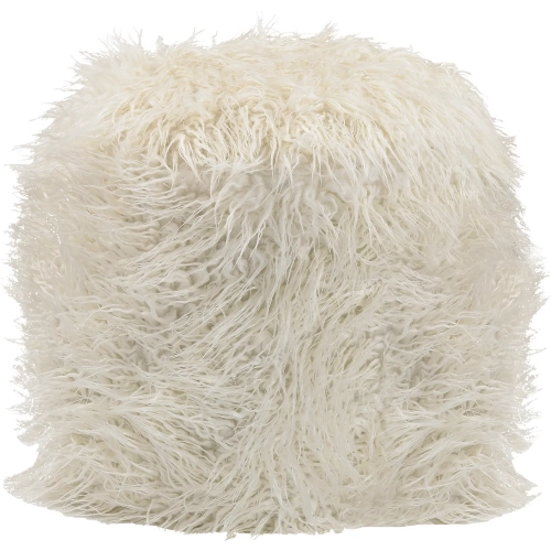 Betty Ottoman in White Faux Fur