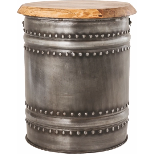 Briar Stool in Zinc Iron & Natural Mango Wood
