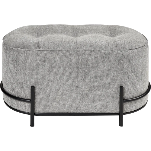 Brida Ottoman in Gray Velvet & Black Iron