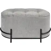 Brida Ottoman in Gray Velvet & Black Iron