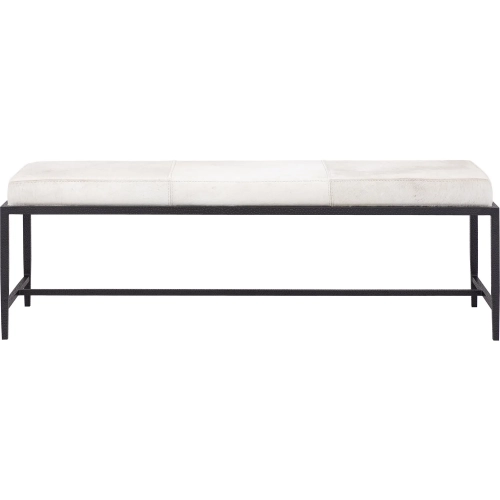 Canyon 54" Bench in Ivory Hair on Hide & Dark Bronze Iron
