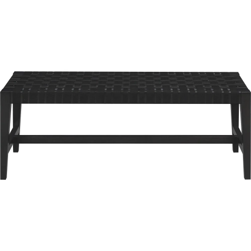 Causeway Bench in Ebony Black Mahogany Wood & Black Fabric