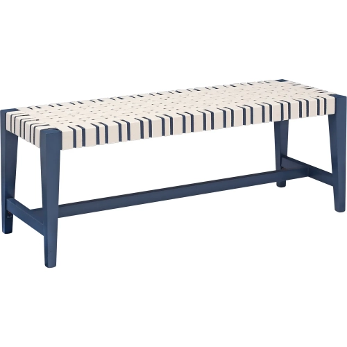 Causeway Bench Neptune Blue Mahogany Wood & Cream Fabric