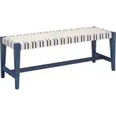 Causeway Bench Neptune Blue Mahogany Wood & Cream Fabric