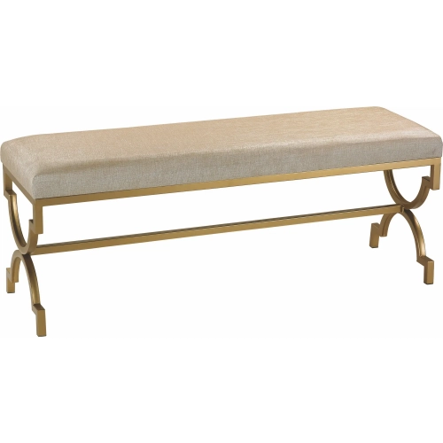 Comtesse 54" Bench in Gold Iron Metal & Metallic Cream Linen