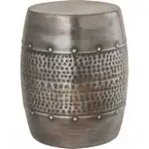 Corwell Accent Stool in Antique Nickel Iron