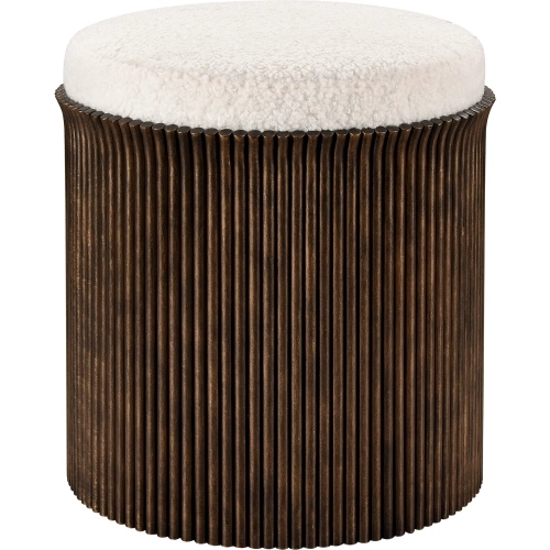 Daphne Stool in Aged Bronze & White Boucle Fabric