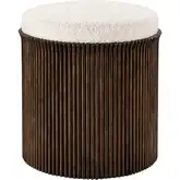 Daphne Stool in Aged Bronze & White Boucle Fabric