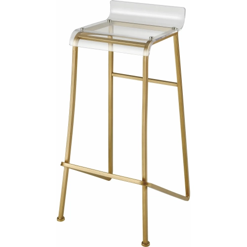 Hyperion Bar Stool in Gold Iron & Clear Acrylic