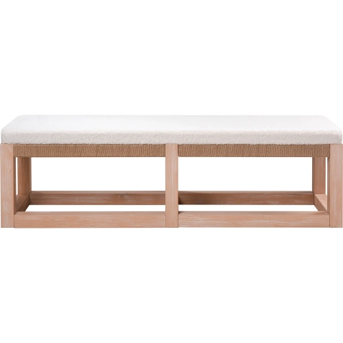 Latham Bench in Light Oak, Rope & White Boucle Fabric