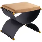 Layla Accent Stool in Camel Brown Velvet & Blackened Bronze Aluminum
