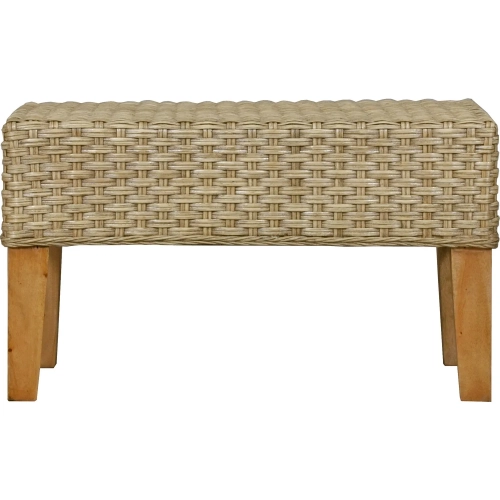 Lemoni Bench in Natural Rattan & Mahogany Wood