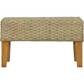 Lemoni Bench in Natural Rattan & Mahogany Wood