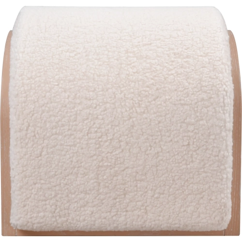 Marko Stool in Light Oak Wood Veneer & White Boucle Fabric