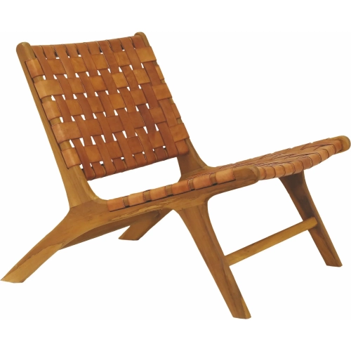 Marty Chair in Light Teak & Brown Natural Leather