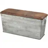 Norfolk Bench in Galvanized Iron & Brown Vegan Leather