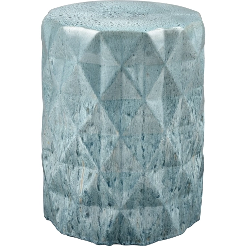 Olmedo Accent Stool in Seaglass Blue Glazed Ceramic