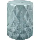 Olmedo Accent Stool in Seaglass Blue Glazed Ceramic