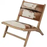 Organic Modern Accent Chair in Natural Hair-on Hide & Teak