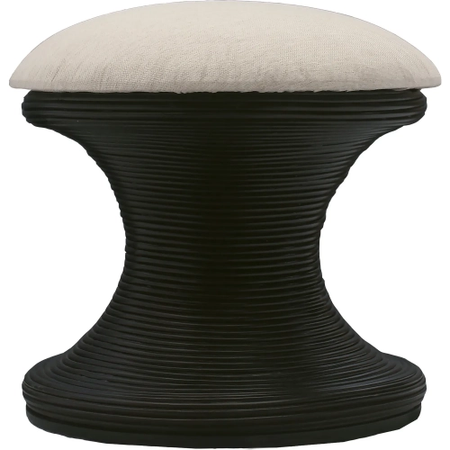 Raven Storage Stool in Ebony Black Rattan & Cream Fabric