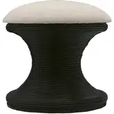 Raven Storage Stool in Ebony Black Rattan & Cream Fabric