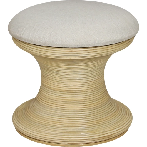 Raven Storage Stool in Natural Rattan & Cream Fabric
