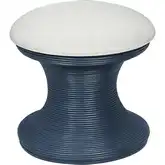 Raven Storage Stool in Blue Rattan & Cream Fabric