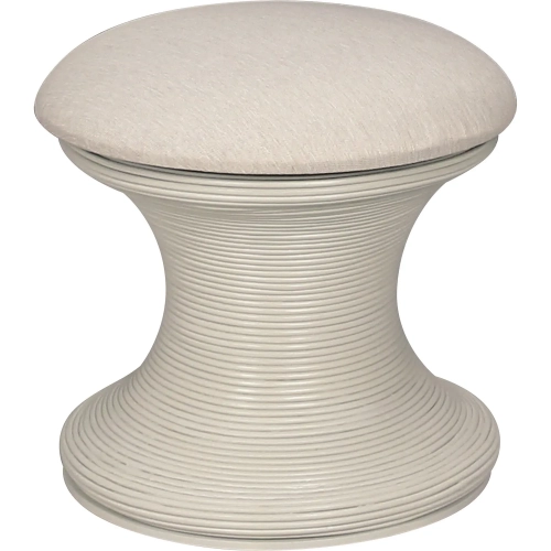 Raven Storage Stool in Shoji White Rattan & Cream Fabric