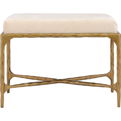 Seville 25" Bench in Brass Iron & Cream Velvet
