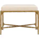 Seville 25" Bench in Brass Iron & Cream Velvet