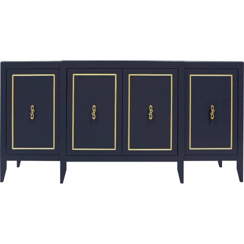 Annapolis Credenza in Dark Navy Blue Wood & Gold Iron
