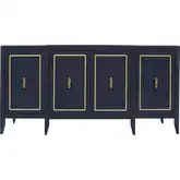 Annapolis Credenza in Dark Navy Blue Wood & Gold Iron