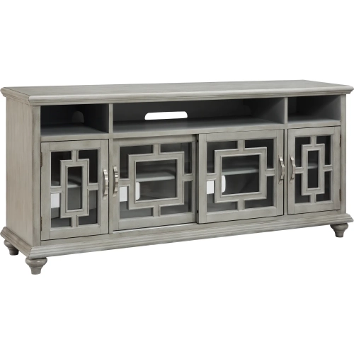 Barron Media Console in Gray Wood & Glass