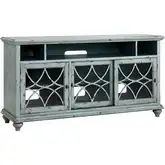 Bethania 64" TV Stand Media Console in Rustic Blue Gray Wood & Glass