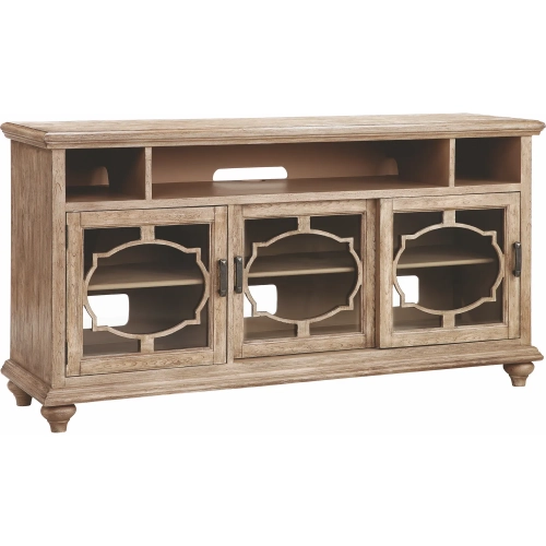 Bohema 64" Media Console in Light Oak Wood Veneer & Glass