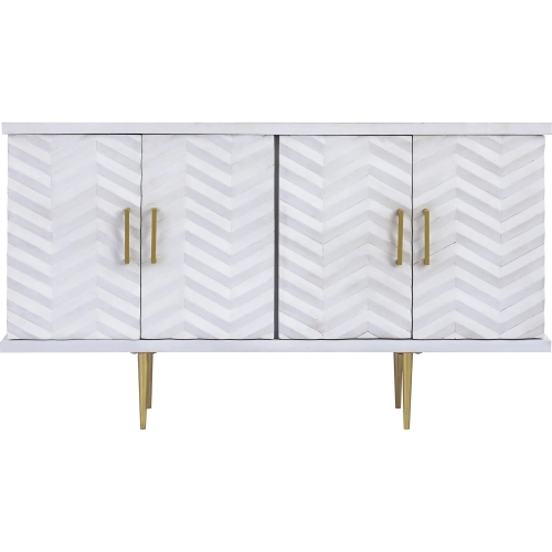 Brendle Credenza White Washed Mahogany & Gold Iron