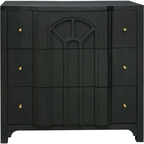 Conrad 3 Drawer Chest in Kettle Black Mahogany Wood& Brass Metal