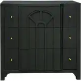 Conrad 3 Drawer Chest in Kettle Black Mahogany Wood& Brass Metal