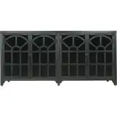 Conrad Credenza in Kettle Black Mahogany Wood, Brass & Glass