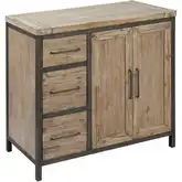 Cork County 2 Door 3 Drawer Cabinet in Brushed Natural Acacia Wood & Weathered Zinc Iron