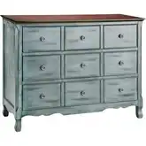 Hartford 3 Drawer Chest in Aged Blue & Brown Birch Wood