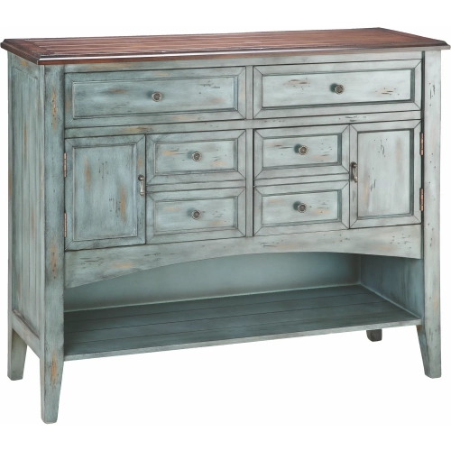 Hartford 6 Drawer Chest in Aged Blue & Brown Birch Wood