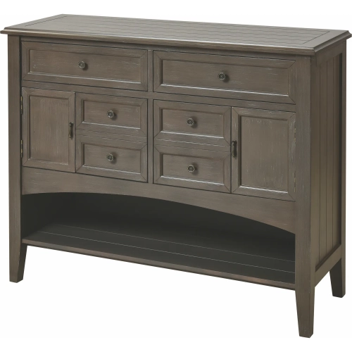 Hartford 6 Drawer Buffet in Brown Mahogany Wood